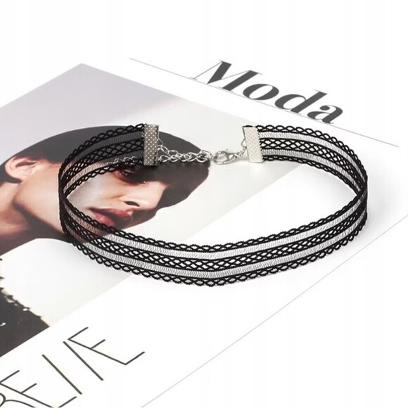 Elegant Lace Black Velvet Choker Necklace NWT - Picture 1 of 4